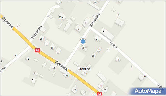 Groblice, Kotowicka, 2c, mapa Groblice