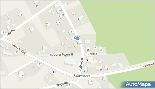 Gródek, Kościelna, 1, mapa Gródek