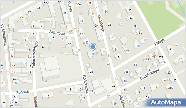 Grodzisk Mazowiecki, Kościuszki Tadeusza, gen., 28, mapa Grodzisk Mazowiecki