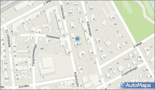 Grodzisk Mazowiecki, Kościuszki Tadeusza, gen., 30, mapa Grodzisk Mazowiecki