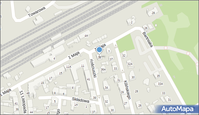 Grodzisk Mazowiecki, Kościuszki Tadeusza, gen., 38, mapa Grodzisk Mazowiecki