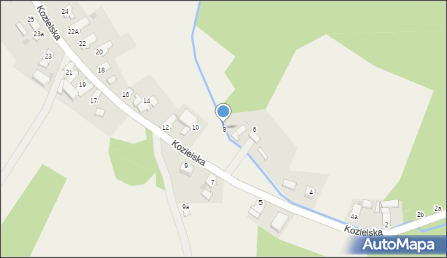 Grudynia Wielka, Kozielska, 8, mapa Grudynia Wielka