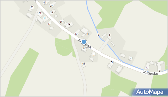 Grudynia Wielka, Kozielska, 9, mapa Grudynia Wielka
