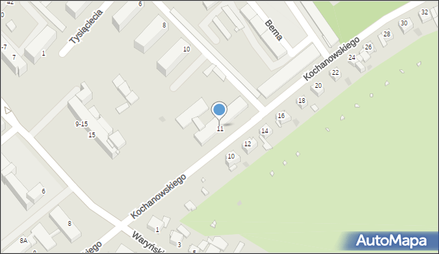 Grudziądz, Kochanowskiego Jana, 11-13, mapa Grudziądza