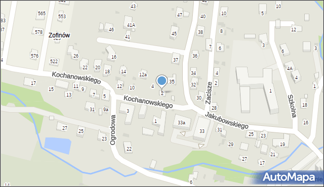 Grybów, Kochanowskiego Jana, 2, mapa Grybów