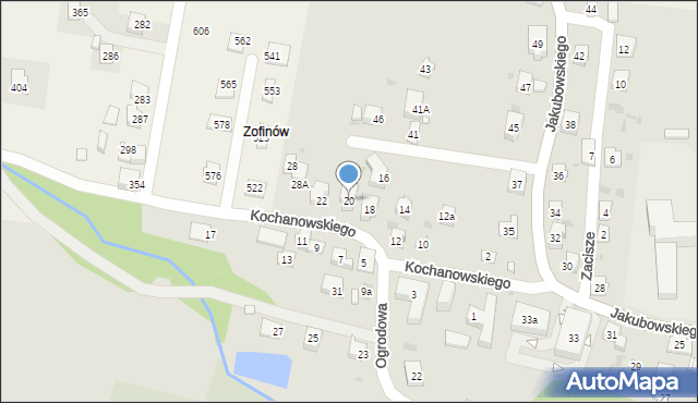 Grybów, Kochanowskiego Jana, 20, mapa Grybów