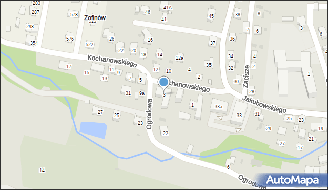 Grybów, Kochanowskiego Jana, 3, mapa Grybów