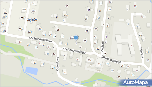 Grybów, Kochanowskiego Jana, 4, mapa Grybów