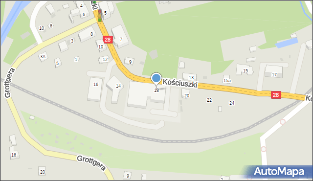 Grybów, Kościuszki Tadeusza, gen., 18, mapa Grybów
