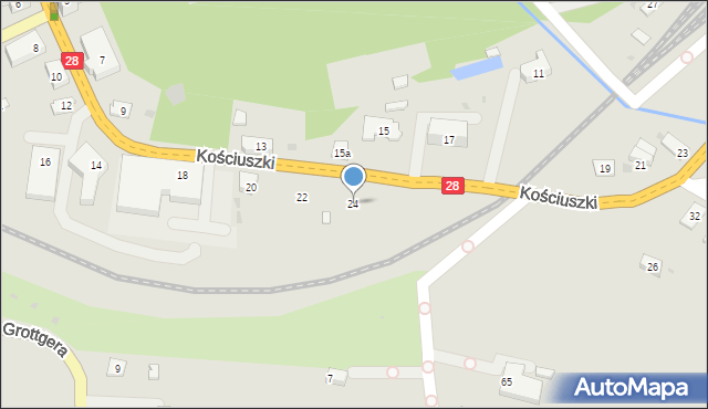 Grybów, Kościuszki Tadeusza, gen., 24, mapa Grybów