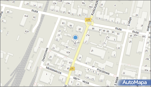 Gryfice, Kościuszki Tadeusza, gen., 61, mapa Gryfice