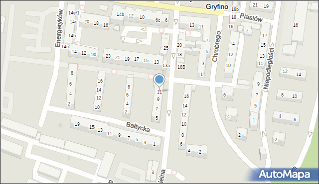 Gryfino, Kościelna, 11, mapa Gryfino