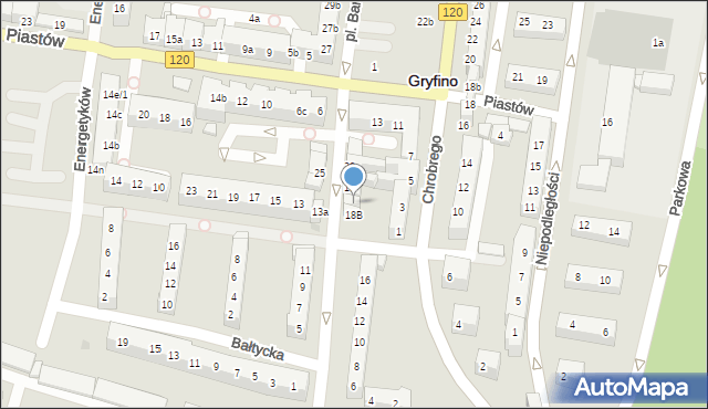 Gryfino, Kościelna, 18A, mapa Gryfino