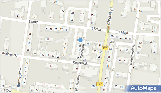 Gryfino, Kościelna, 39a, mapa Gryfino