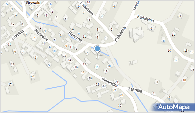 Grywałd, Kościelna, 4, mapa Grywałd