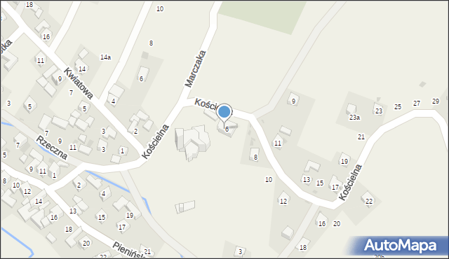 Grywałd, Kościelna, 6a, mapa Grywałd