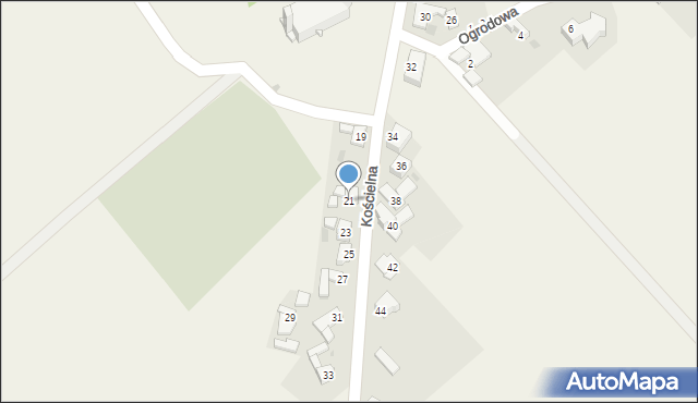 Grzędzin, Kościelna, 21, mapa Grzędzin