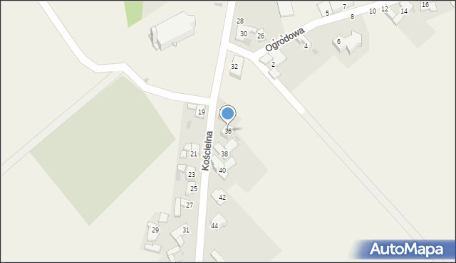 Grzędzin, Kościelna, 36, mapa Grzędzin