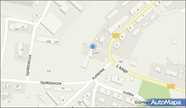 Grzmiąca, Kolejowa, 2, mapa Grzmiąca