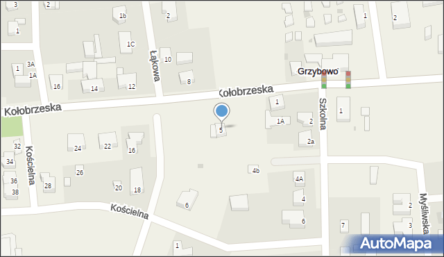 Grzybowo, Kołobrzeska, 1A, mapa Grzybowo