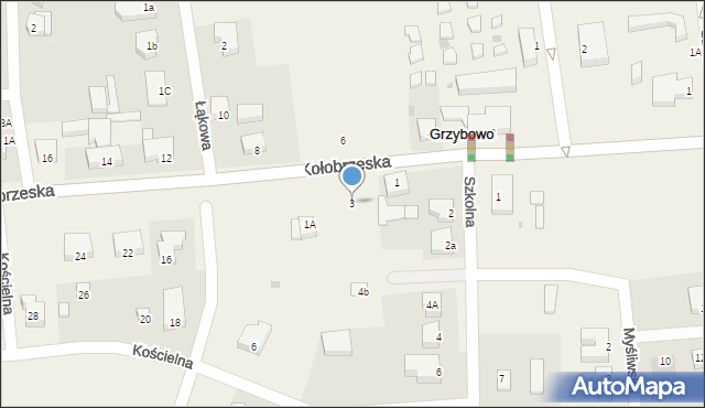 Grzybowo, Kołobrzeska, 3, mapa Grzybowo
