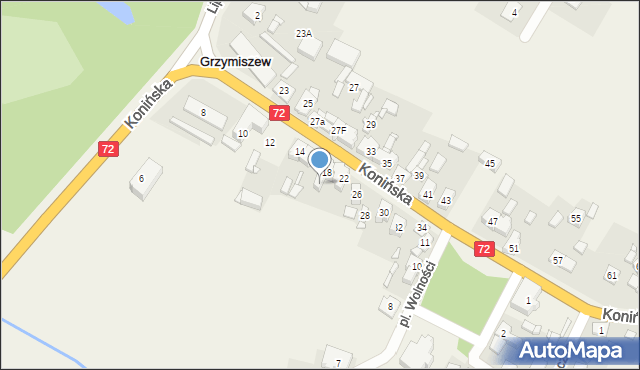Grzymiszew, Konińska, 20, mapa Grzymiszew