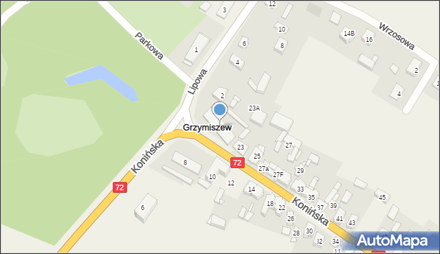 Grzymiszew, Konińska, 21, mapa Grzymiszew