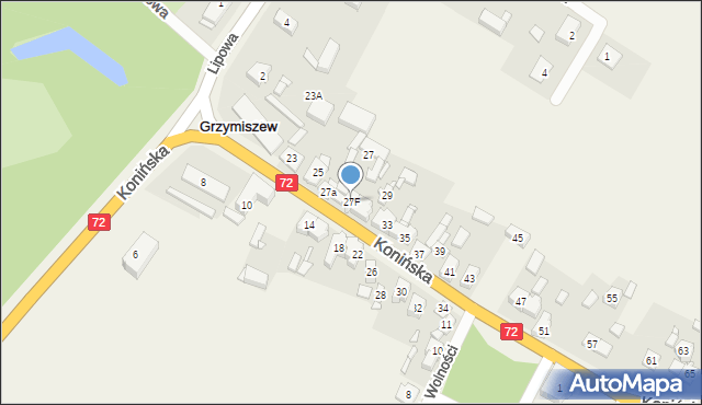 Grzymiszew, Konińska, 27F, mapa Grzymiszew