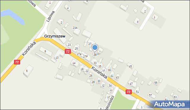 Grzymiszew, Konińska, 29, mapa Grzymiszew