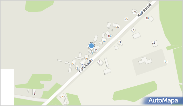 Gubin, Kościuszki Tadeusza, gen., 11, mapa Gubin