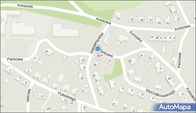 Gubin, Kossaka, 2D, mapa Gubin