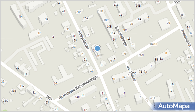 Gubin, Kosynierów, 12, mapa Gubin