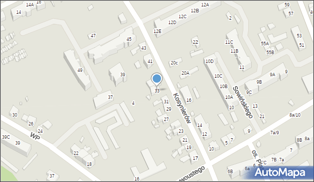 Gubin, Kosynierów, 33, mapa Gubin
