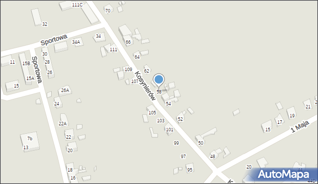 Gubin, Kosynierów, 58, mapa Gubin