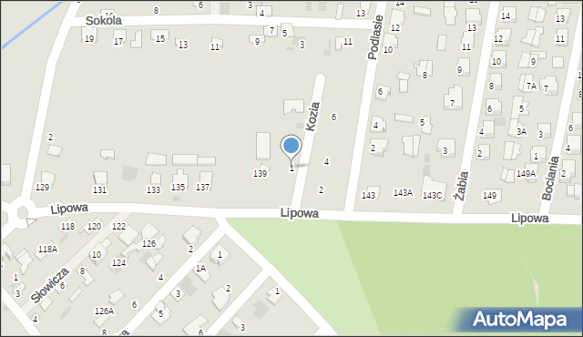 Hajnówka, Kozia, 1, mapa Hajnówka