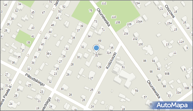 Halinów, Kościuszki Tadeusza, gen., 31, mapa Halinów