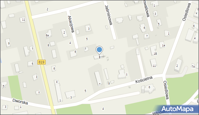 Hańsk Pierwszy, Kościelna, 8, mapa Hańsk Pierwszy