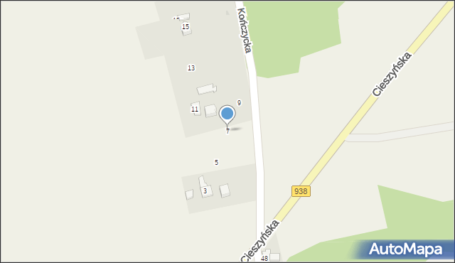 Hażlach, Kończycka, 7, mapa Hażlach