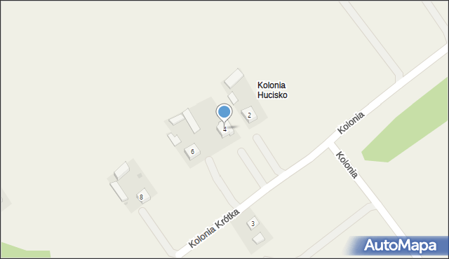 Hucisko, Kolonia Krótka, 4, mapa Hucisko