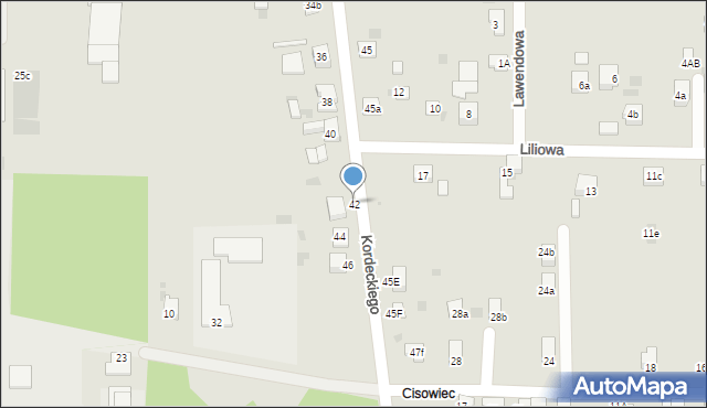 Imielin, Kordeckiego Augustyna, ks., 42, mapa Imielin