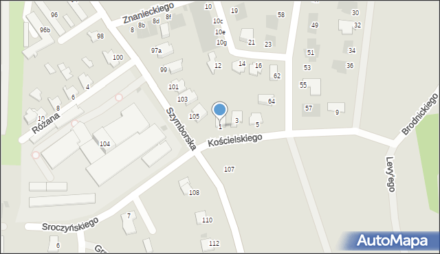 Inowrocław, Kościelskiego Józefa, 1, mapa Inowrocławia