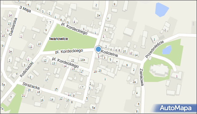 Iwanowice, Kościelna, 1, mapa Iwanowice