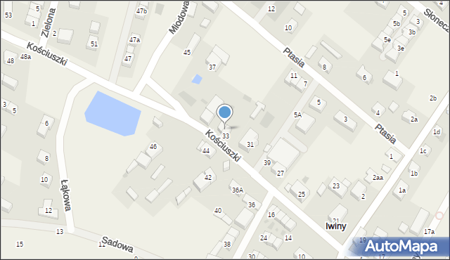 Iwiny, Kościuszki Tadeusza, gen., 35, mapa Iwiny