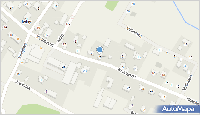 Iwiny, Kościuszki Tadeusza, gen., 7, mapa Iwiny