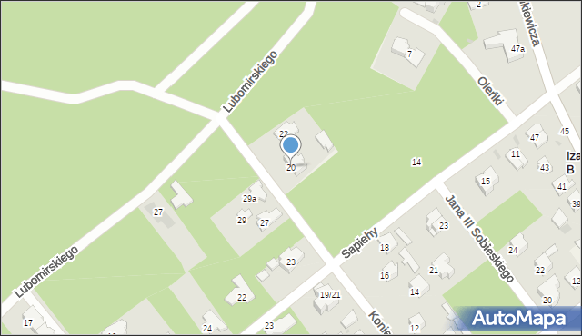 Izabelin B, Koniecpolskiego Stanisława, 20, mapa Izabelin B