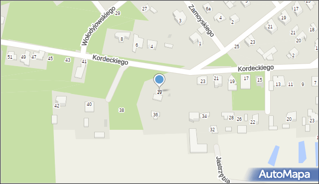 Izabelin B, Kordeckiego Augustyna, ks., 39, mapa Izabelin B