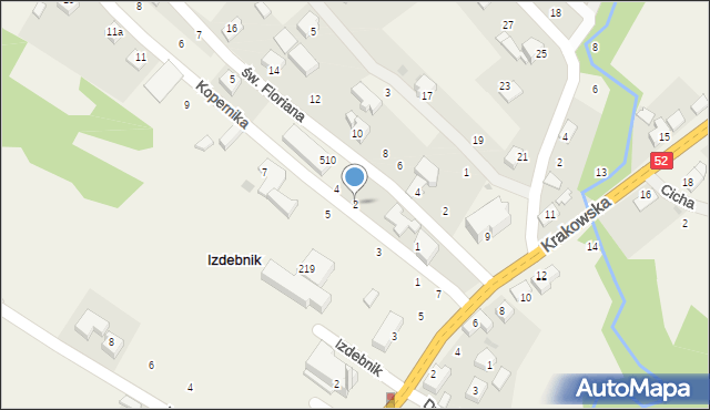 Izdebnik, Kopernika Mikołaja, 2, mapa Izdebnik