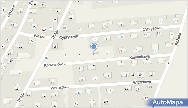 Jaczów, Konwaliowa, 5, mapa Jaczów