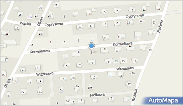 Jaczów, Konwaliowa, 6, mapa Jaczów