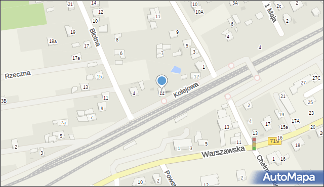 Jaktorów, Kolejowa, 14, mapa Jaktorów